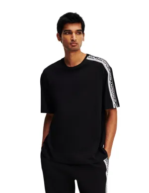 LOGO KNIT TAPE SLEEVE T-SHIRT BLACK