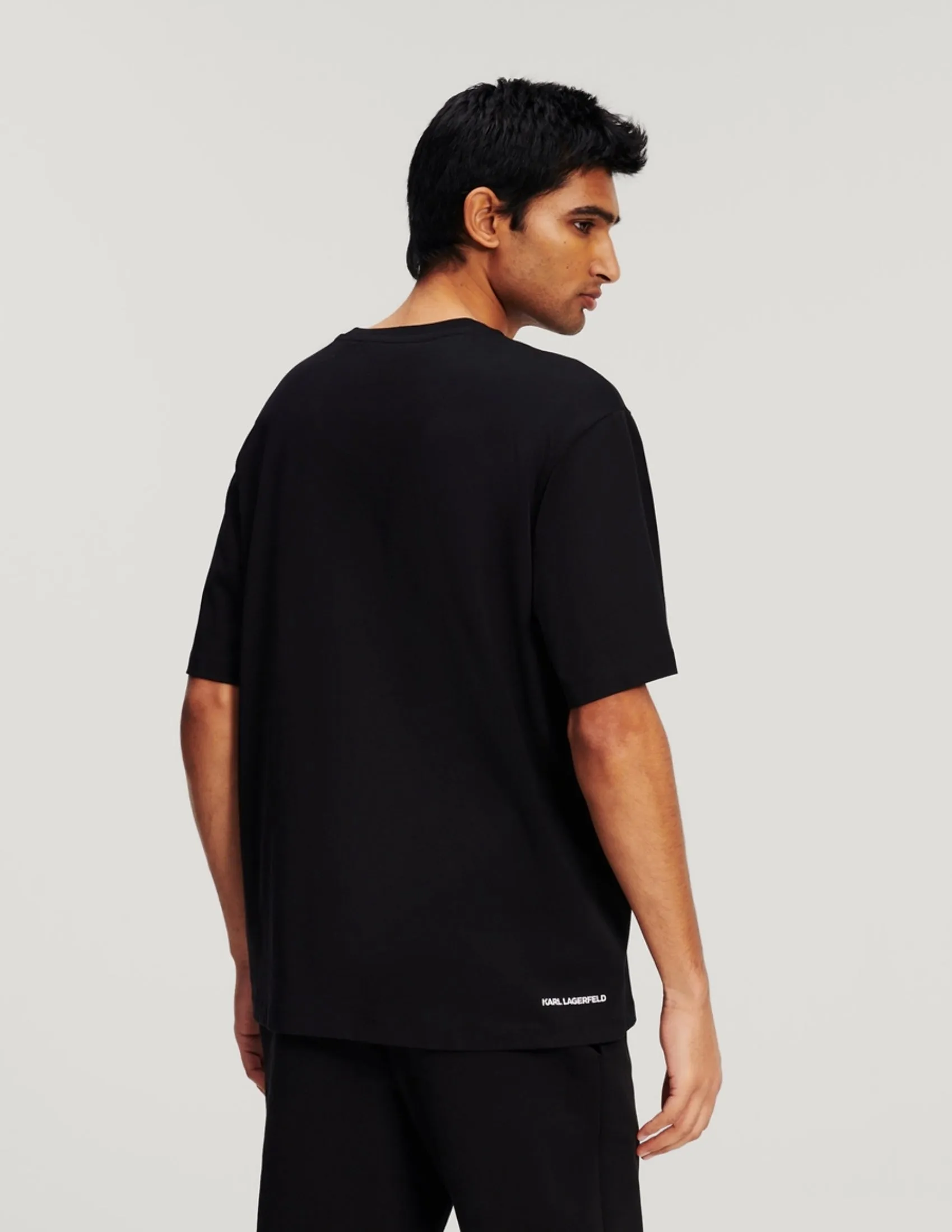 LOGO KNIT TAPE SLEEVE T-SHIRT BLACK