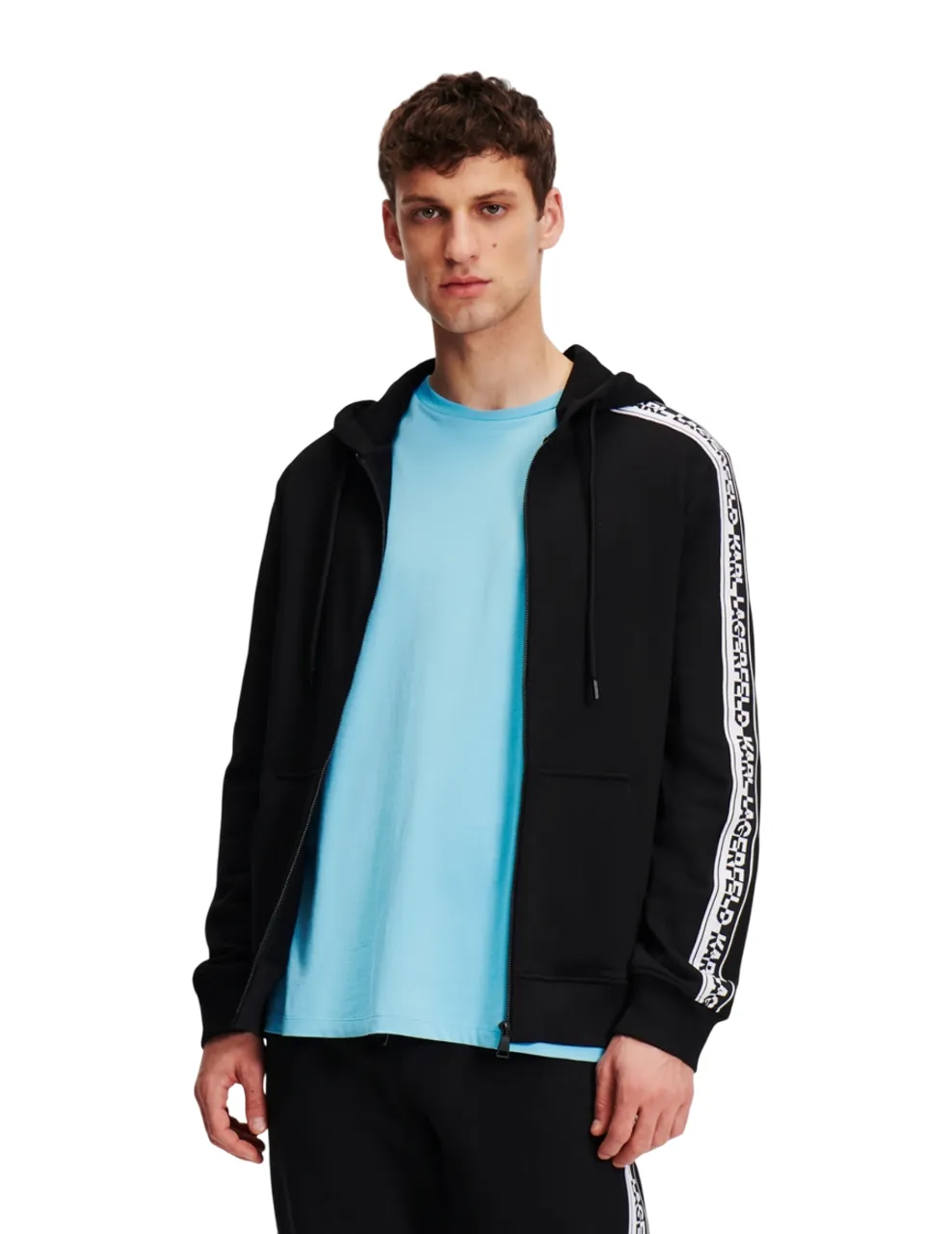 LOGO KNIT TAPE ZIP-UP HOODIE