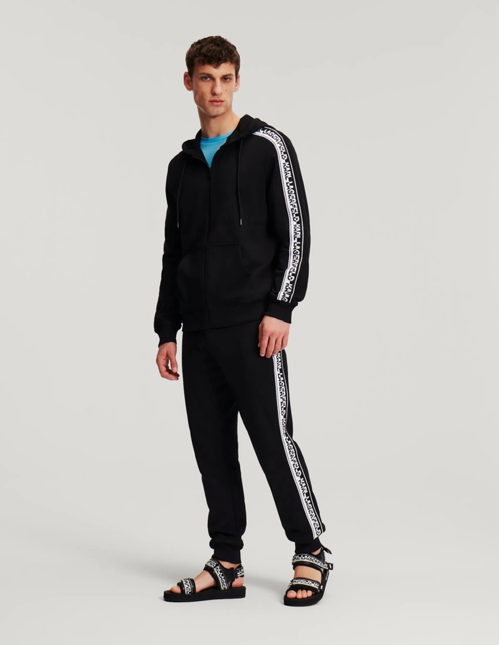 LOGO KNIT TAPE ZIP-UP HOODIE