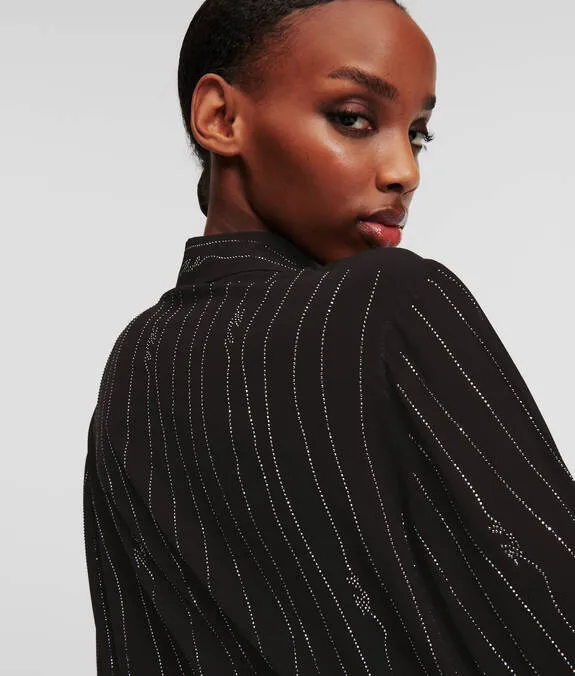 RHINESTONE PINSTRIPE SHIRT