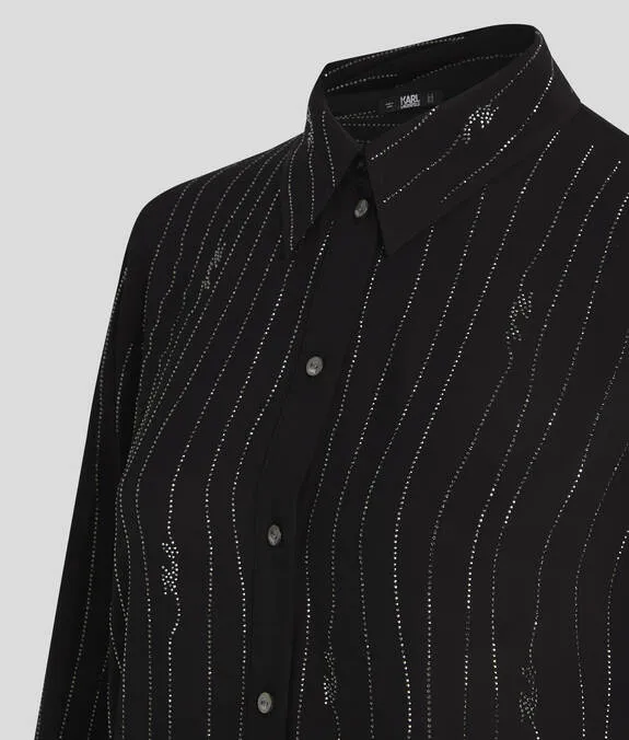 RHINESTONE PINSTRIPE SHIRT