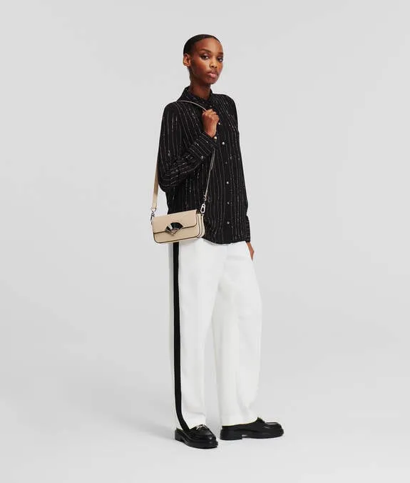 RHINESTONE PINSTRIPE SHIRT
