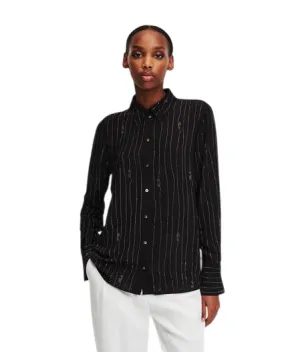 RHINESTONE PINSTRIPE SHIRT