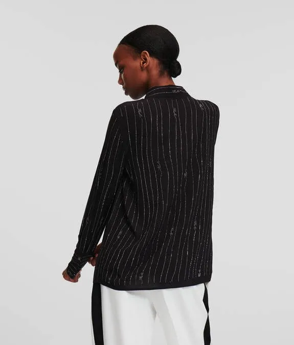 RHINESTONE PINSTRIPE SHIRT