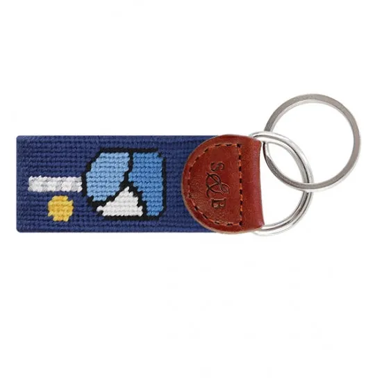 Smathers & Branson Pickleball Needlepoint Key Fob -  Classic Navy