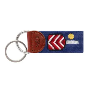 Smathers & Branson Pickleball Needlepoint Key Fob -  Classic Navy