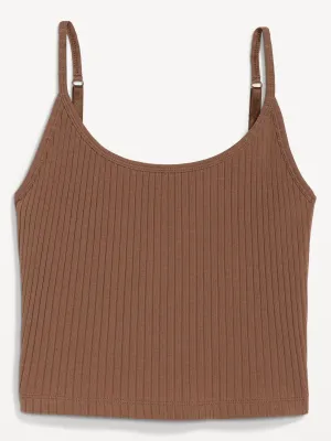 Strappy Rib-Knit Cropped Tank Top for Women