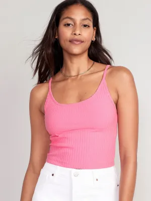 Strappy Rib-Knit Cropped Tank Top for Women