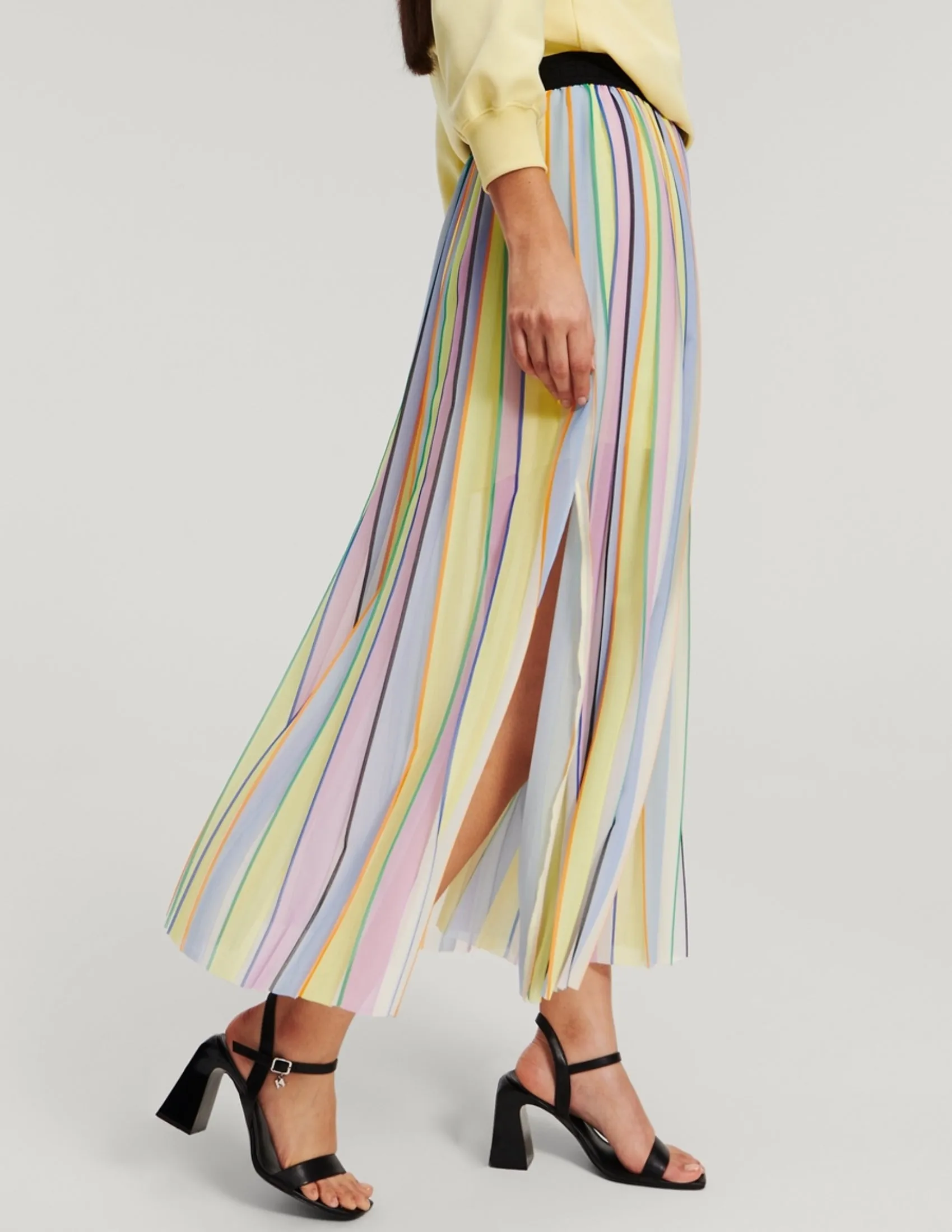 STRIPE PLEATED SKIRT