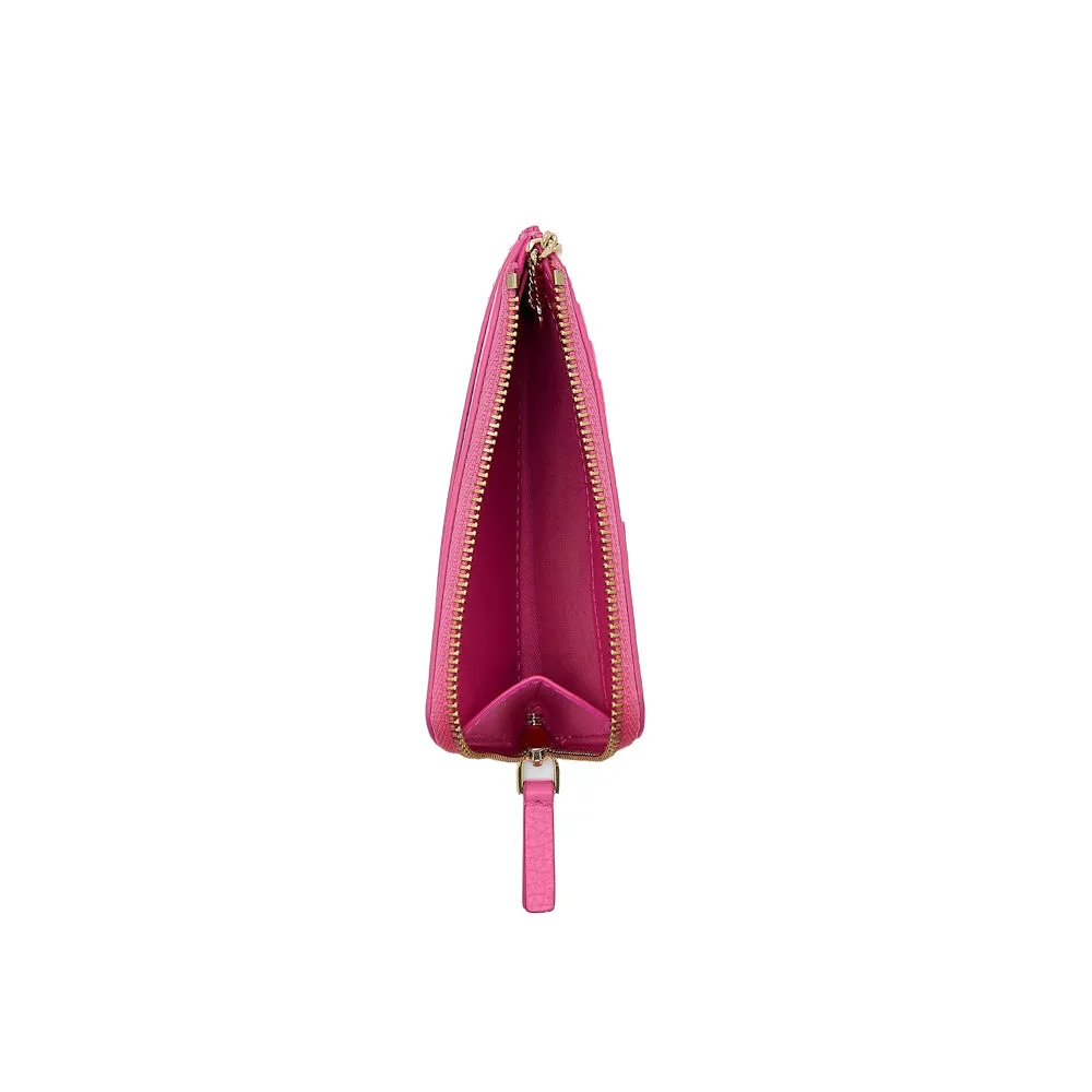 THE LEATHER TOP ZIP MULTI WALLET BOW PINK