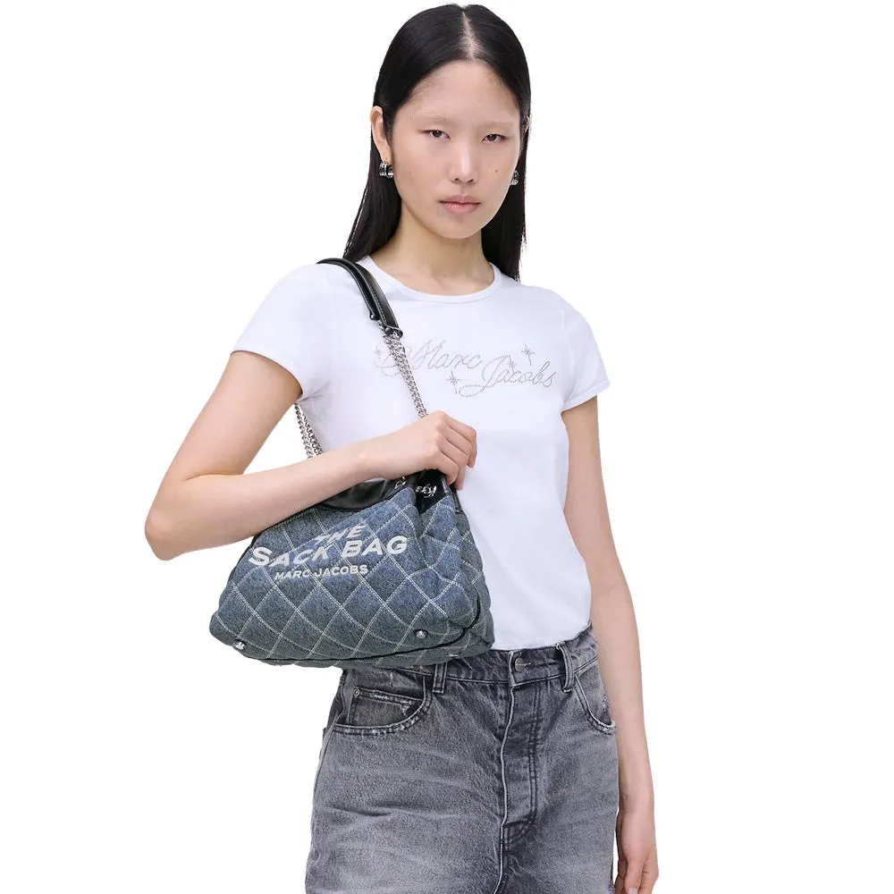 THE QUILTED DENIM CHAIN SACK BAG