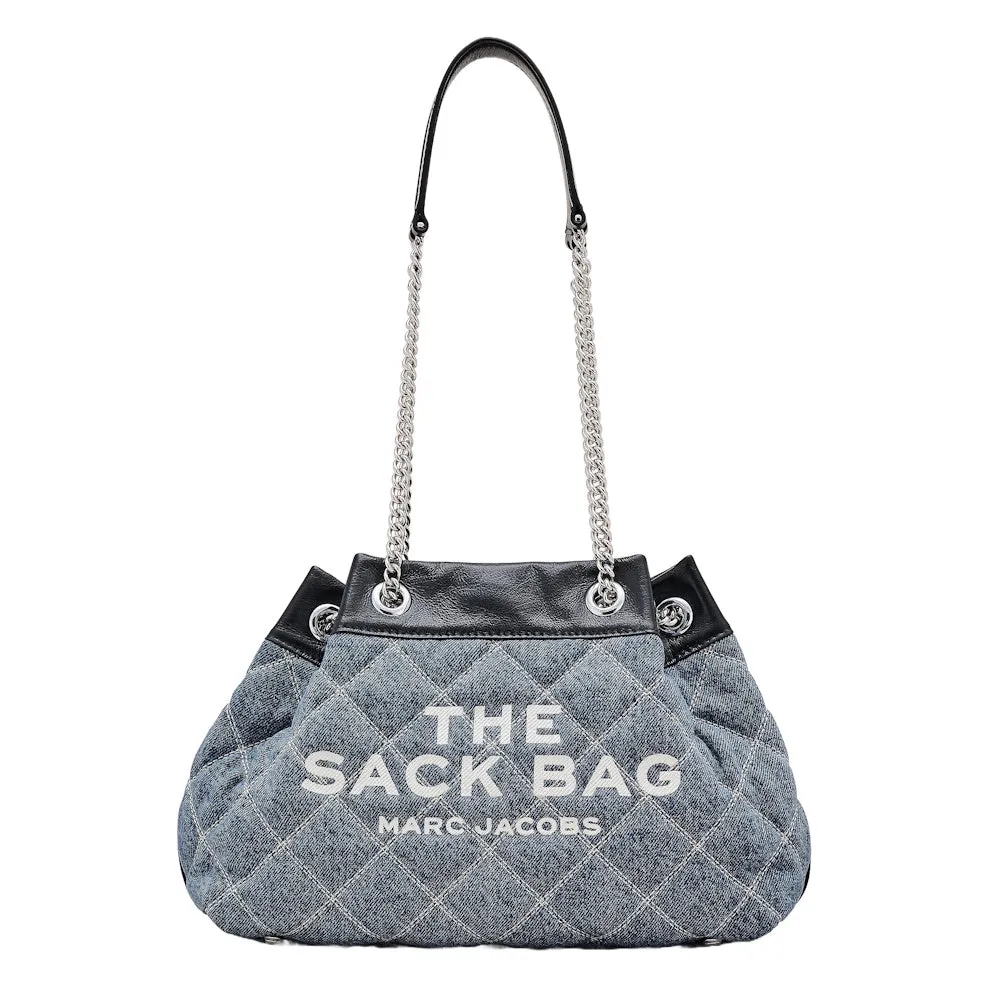 THE QUILTED DENIM CHAIN SACK BAG