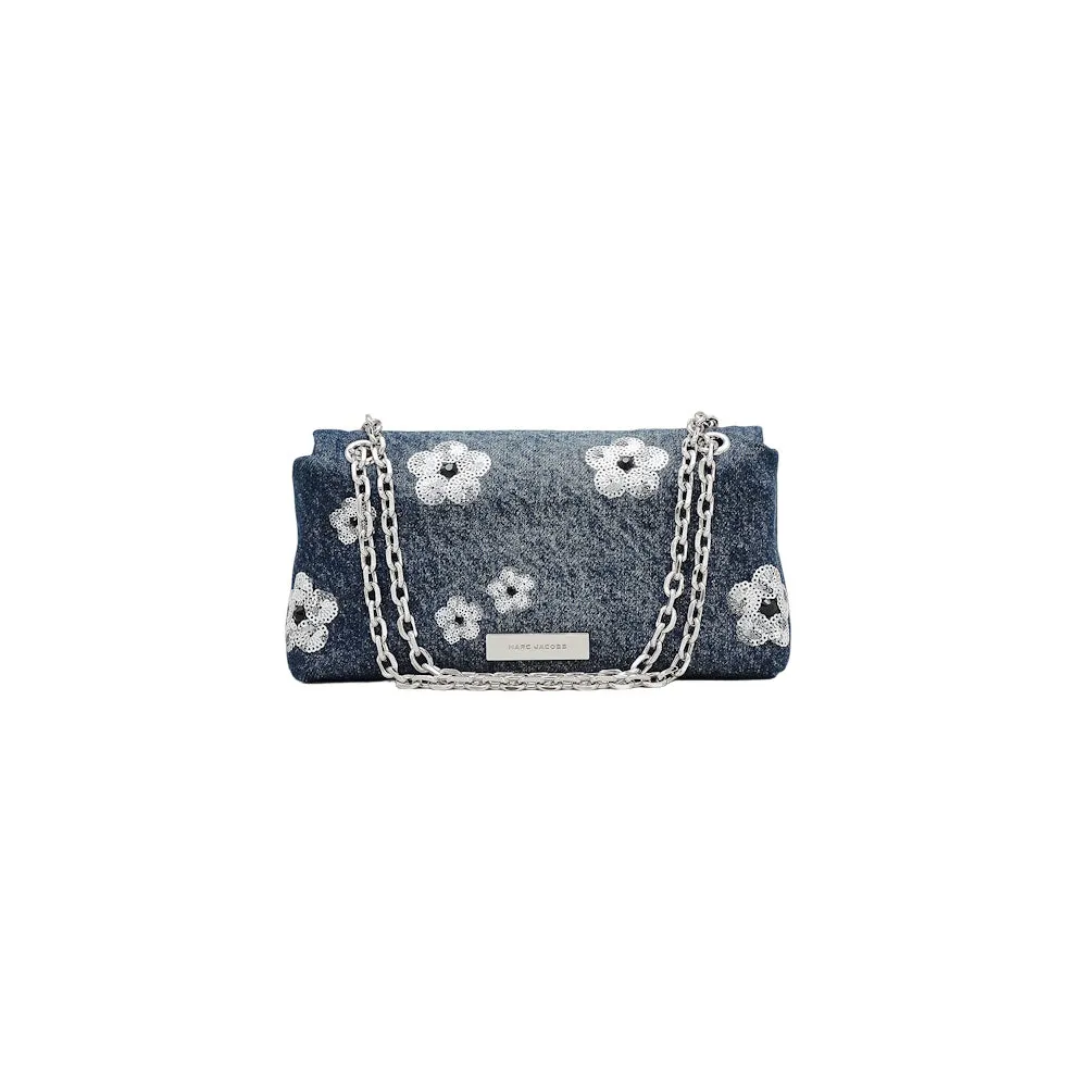 THE SEQUIN DAISY DENIM DUAL CHAIN MINI BAG