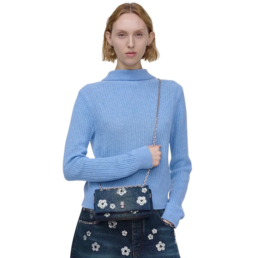 THE SEQUIN DAISY DENIM DUAL CHAIN MINI BAG