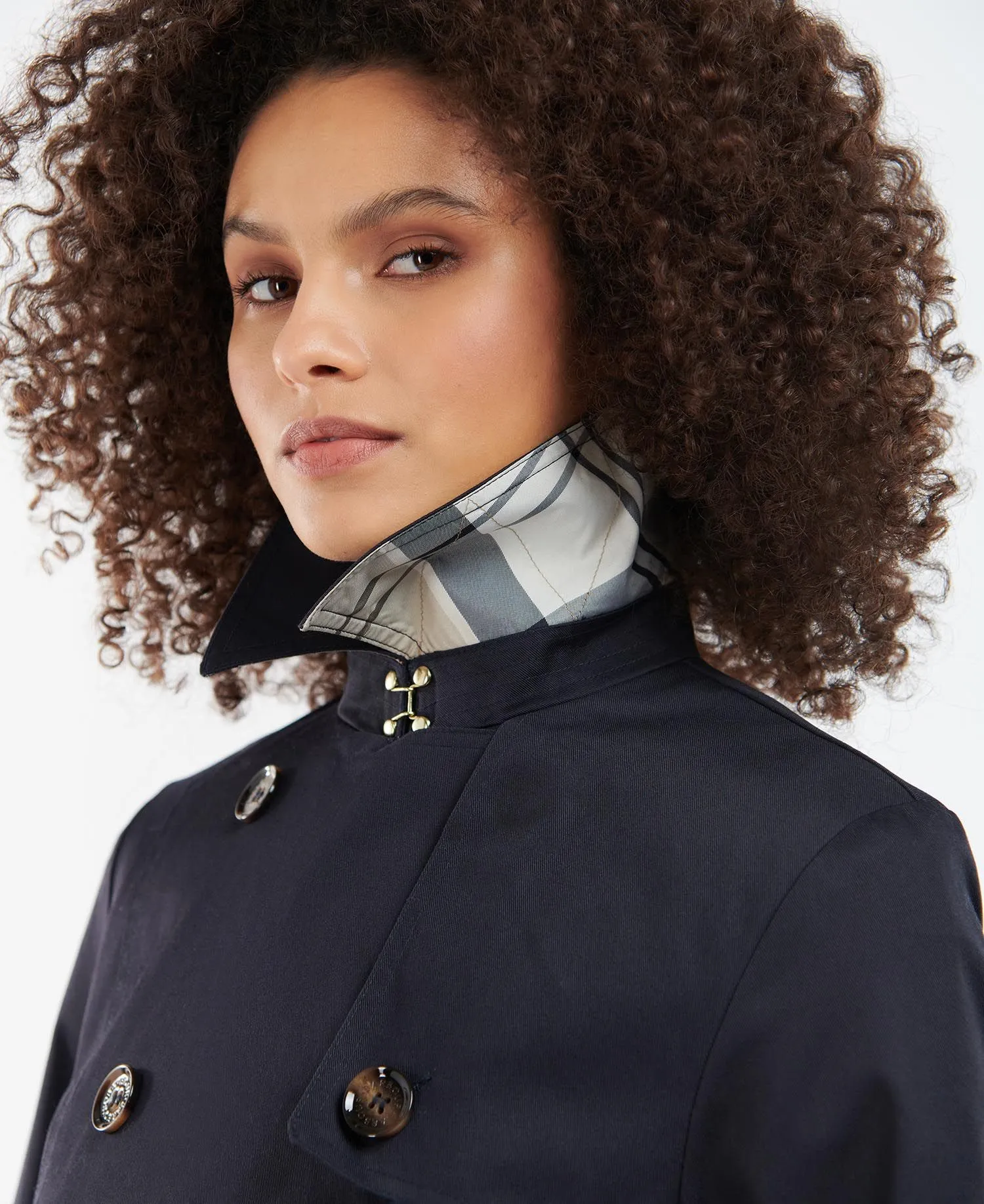 Women's Barbour Greta Showerproof Jacket - Midnight/Rosewood Tartan